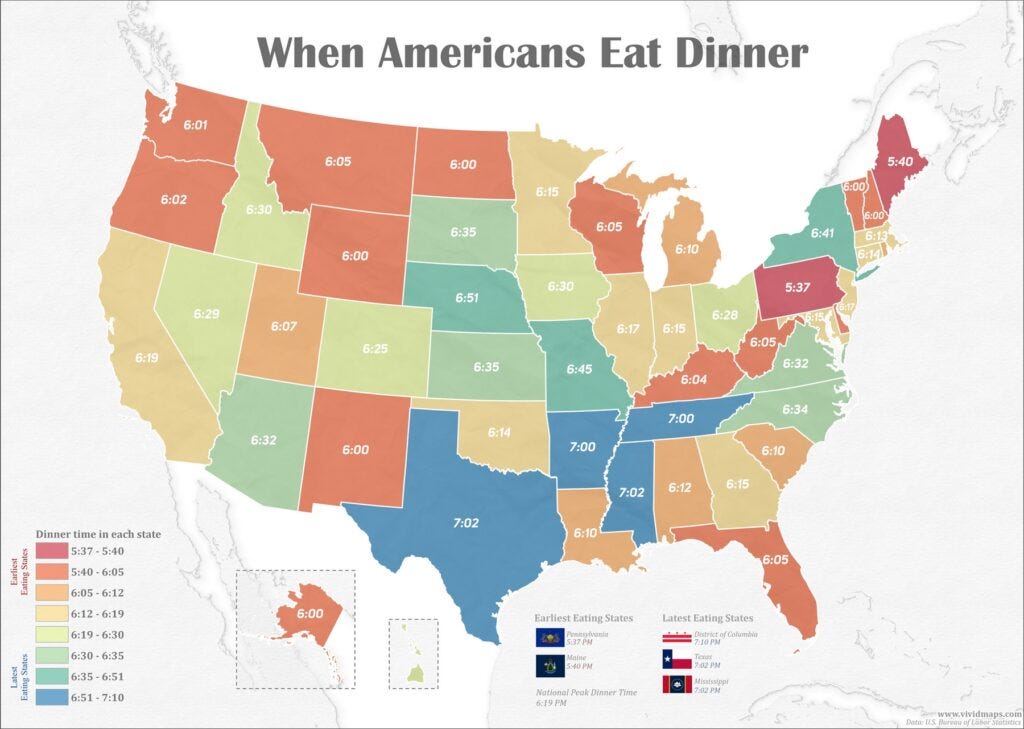 When Americans Eat Dinner? - Vivid Maps - Medium