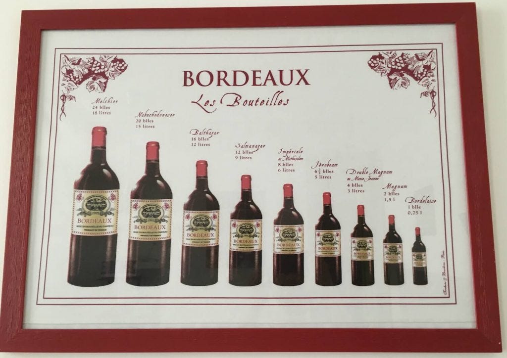 Bordeaux Wine Bottle Sizes — From Small to Large by Bacchanalian