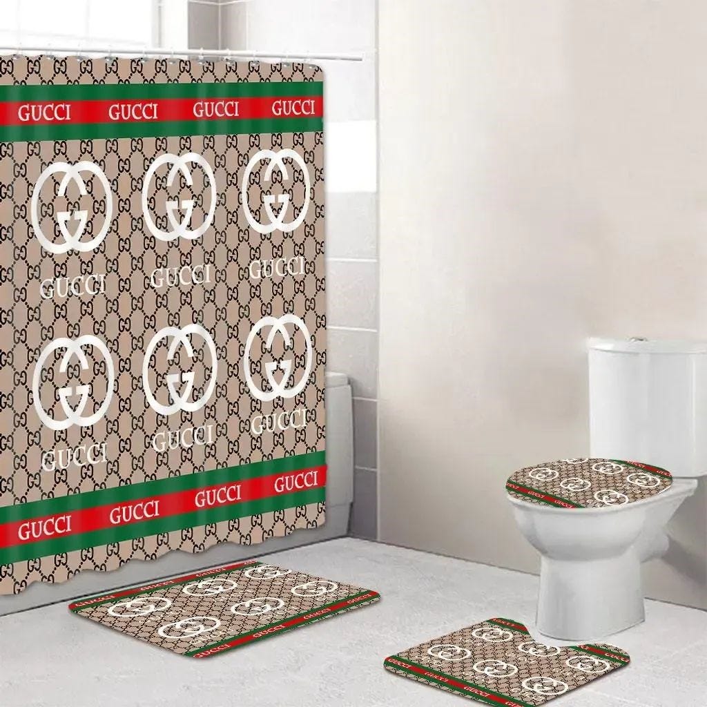 Louis Vuitton Bathroom Sets Shower Curtain and Rugs 