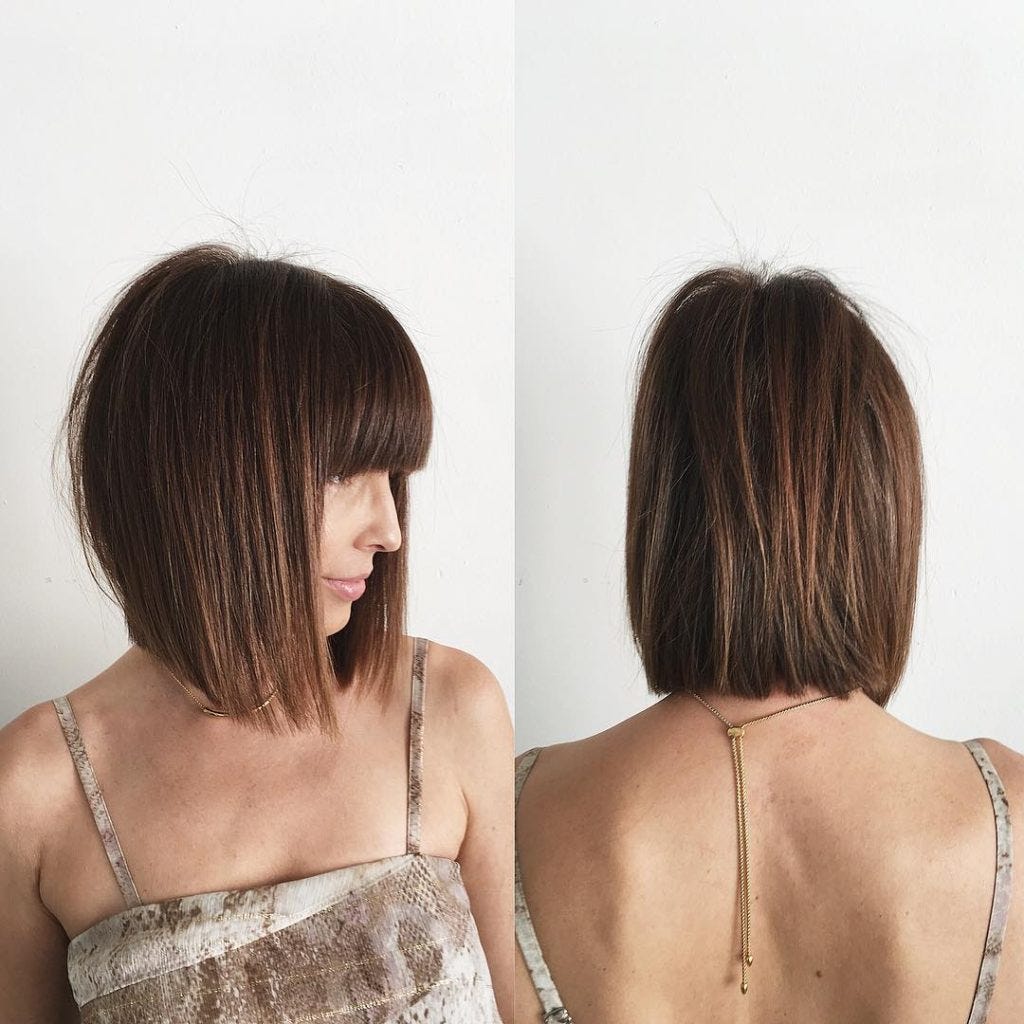 Image of Blunt bangs with straight texture medium hair
