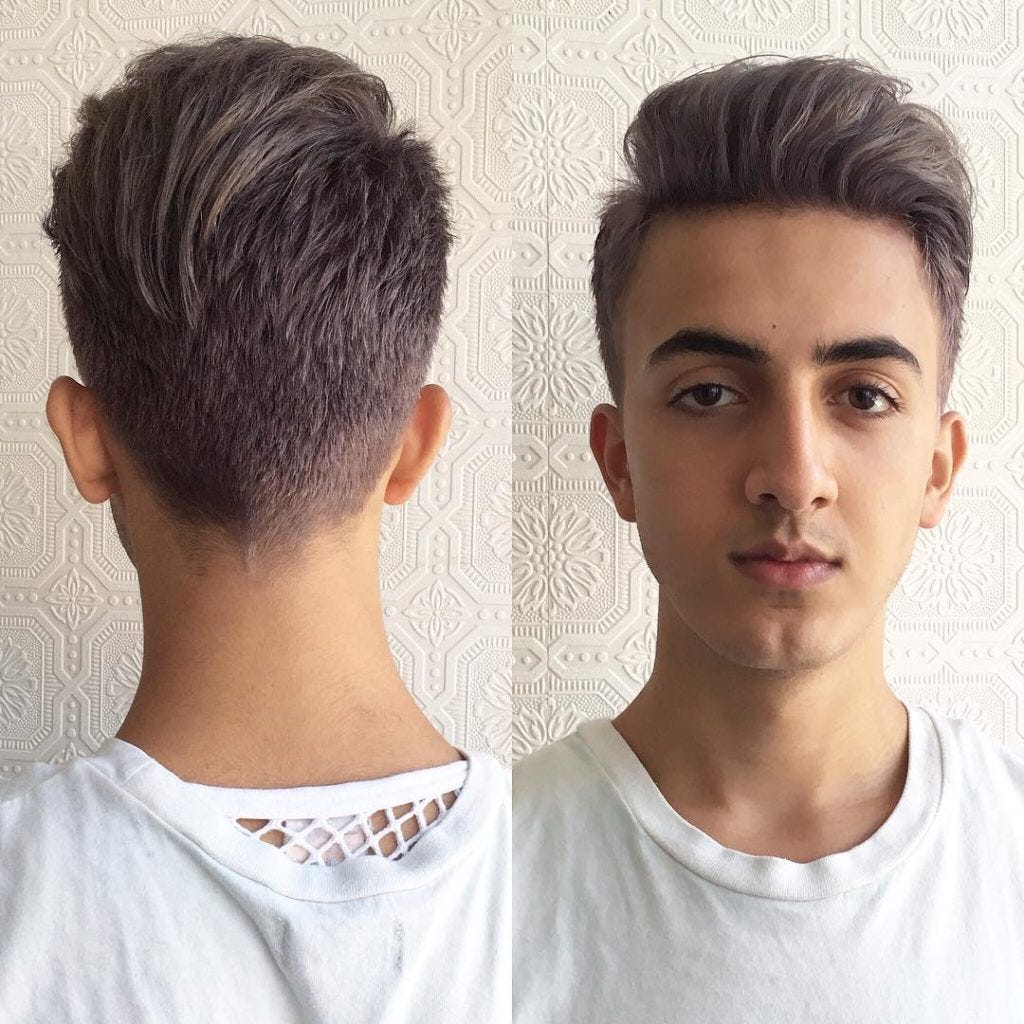 Grey Fade Tapered Cut with Brushed Up Top Lengths | by Hairstyleology |  Medium