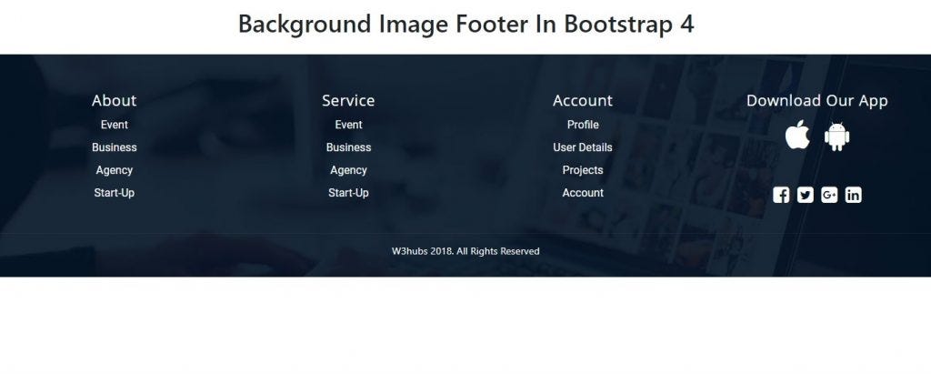 Background Image Footer In Bootstrap 4 | by w3hubs | Medium
