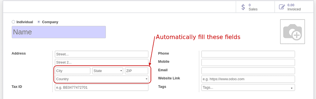 Odoo fields to automatically complete