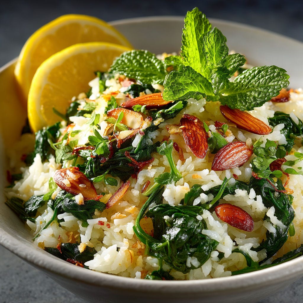 Riz Sauté Épinards et Amandes : Une Formule Nutritive Complète et Rassasiante