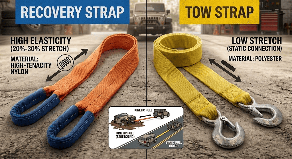 Cargo Securing Guide Part 1: Recovery Strap vs Tow Strap: What’s the Difference?