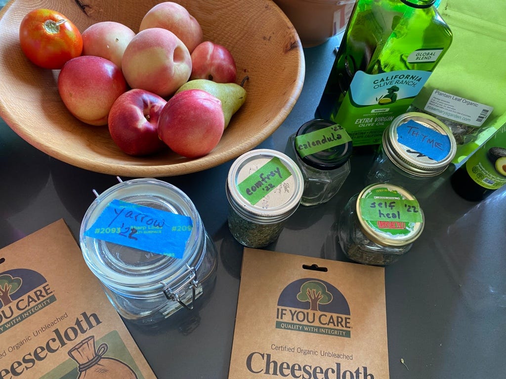 Some of the ingredients for bite balm. Photos by author from 2022.