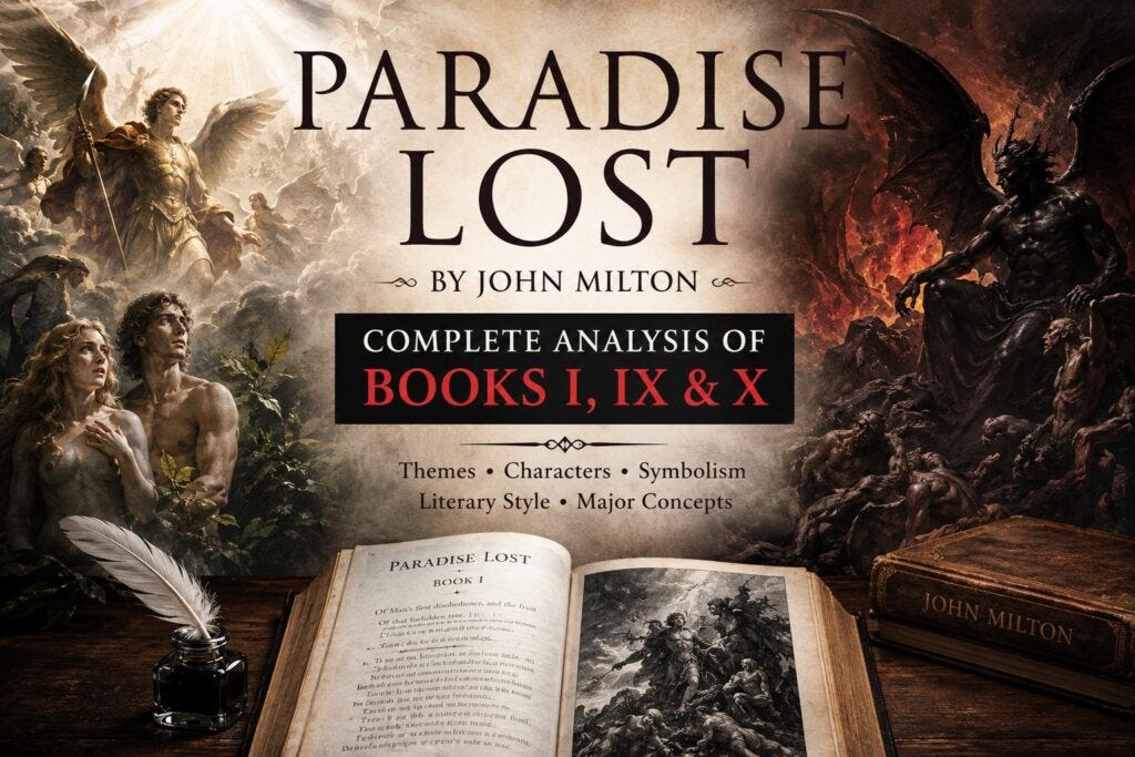 Paradise Lost by John Milton: A Complete Analysis of Books I, IX & X