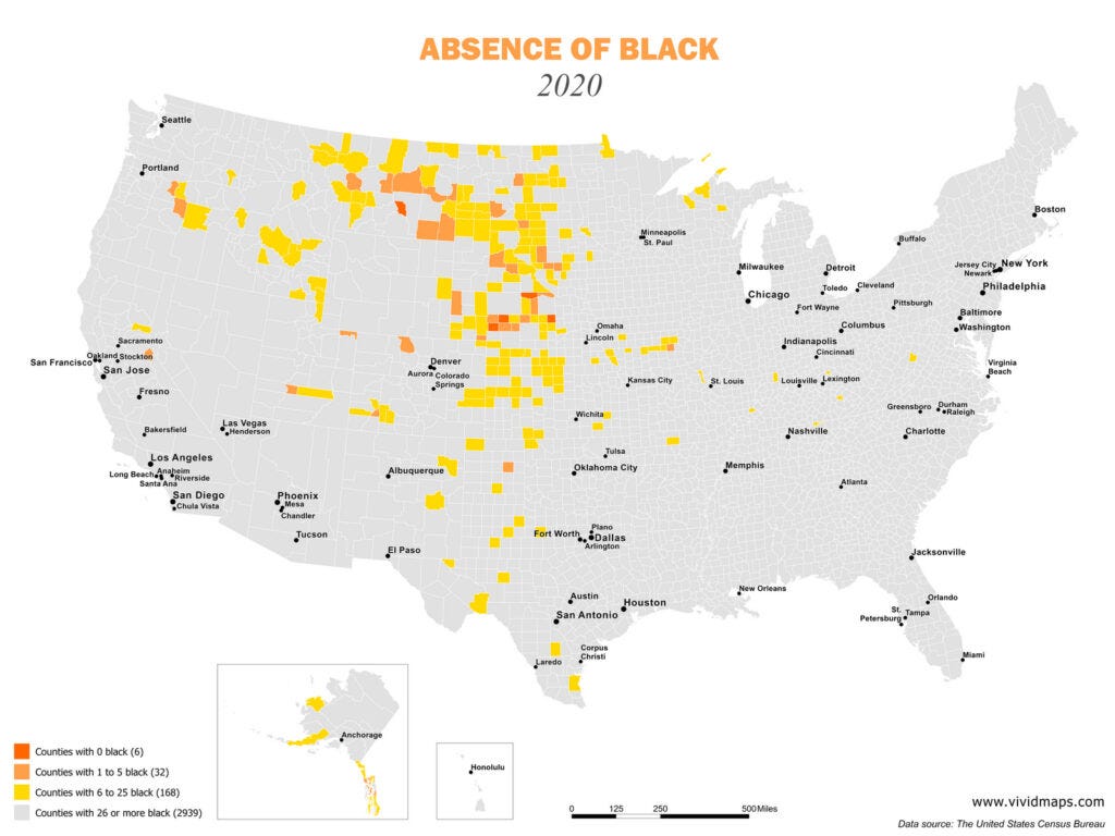 US African American Population by County by Vivid Maps Medium
