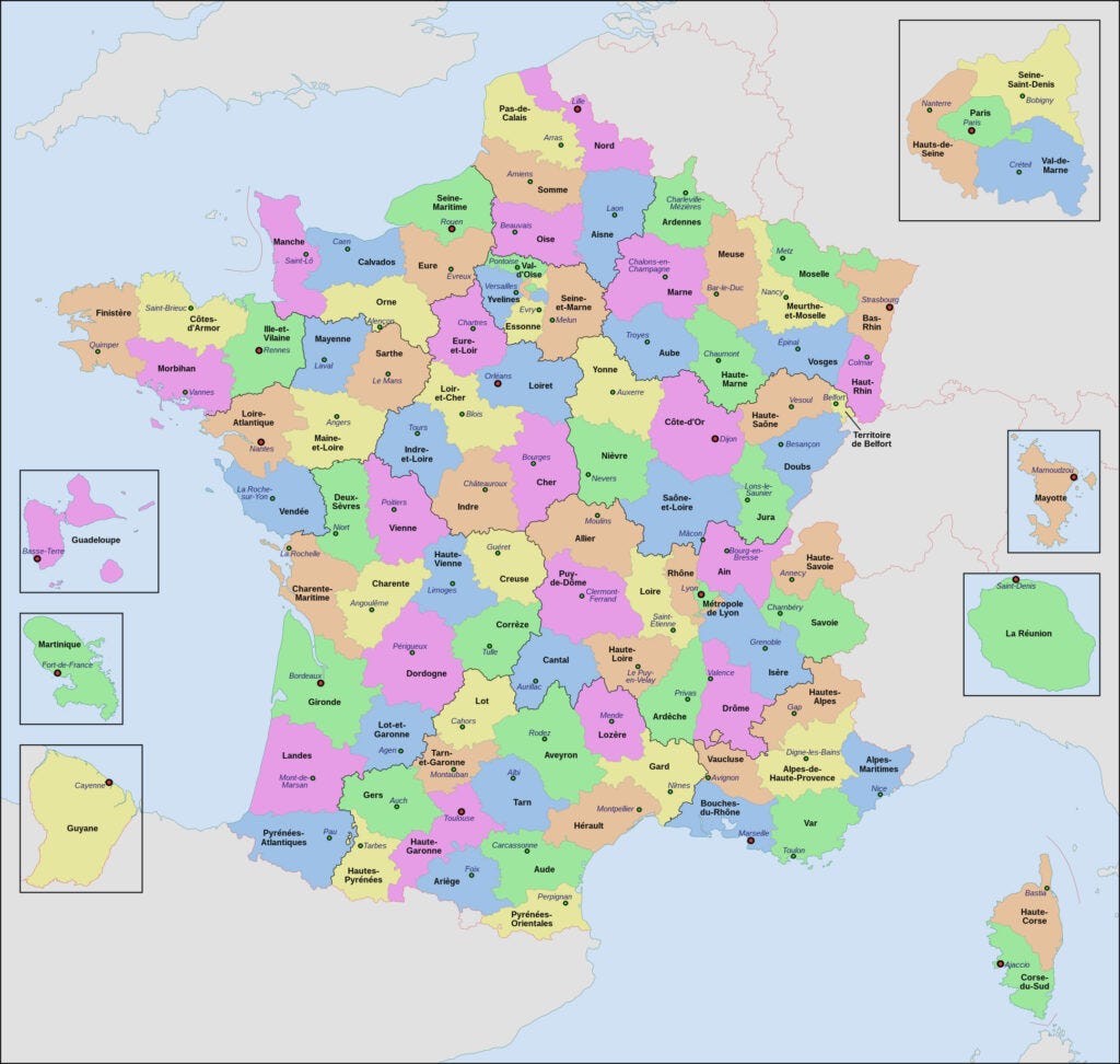 Departments of France Mapped - Vivid Maps - Medium