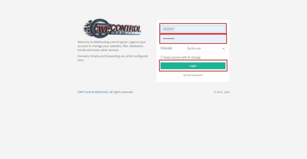 How to add a database & user in the CWP Control panel?
