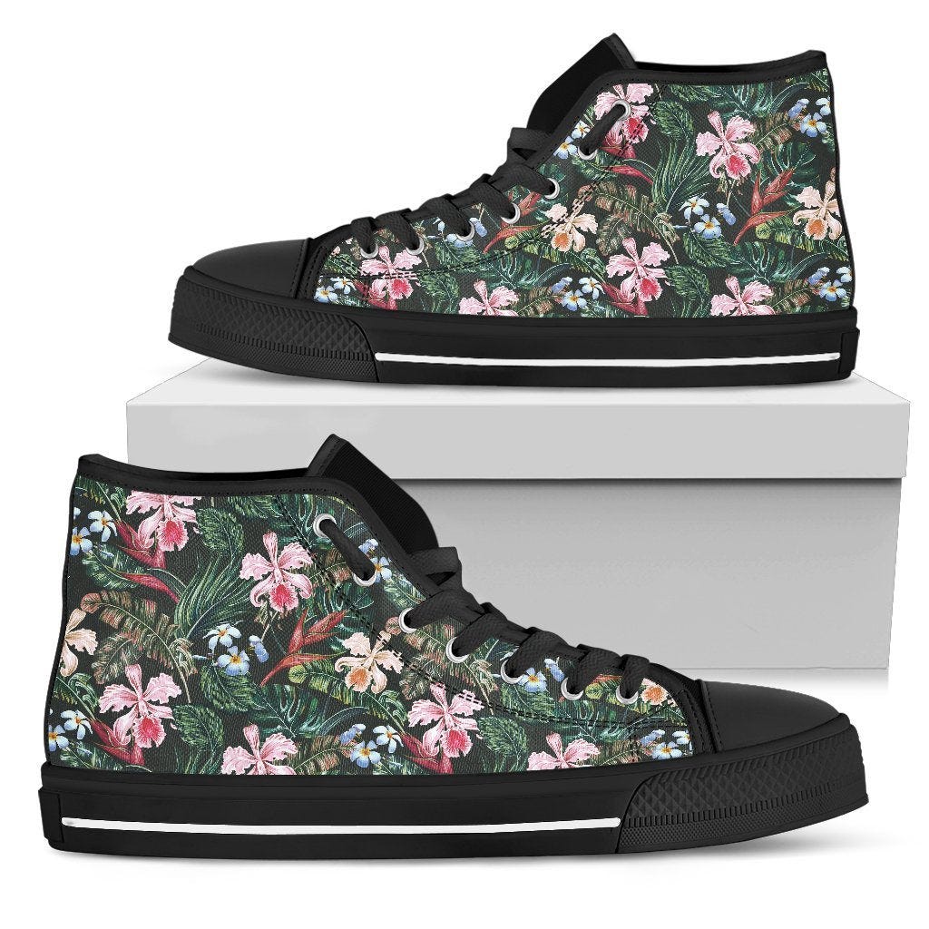 Orange Hawaiian Palm Tree Print Women's High Top Shoes