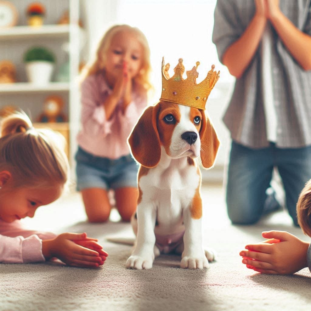 Boss Baby Beagle and his human slaves. Image generated by author using MS Designer