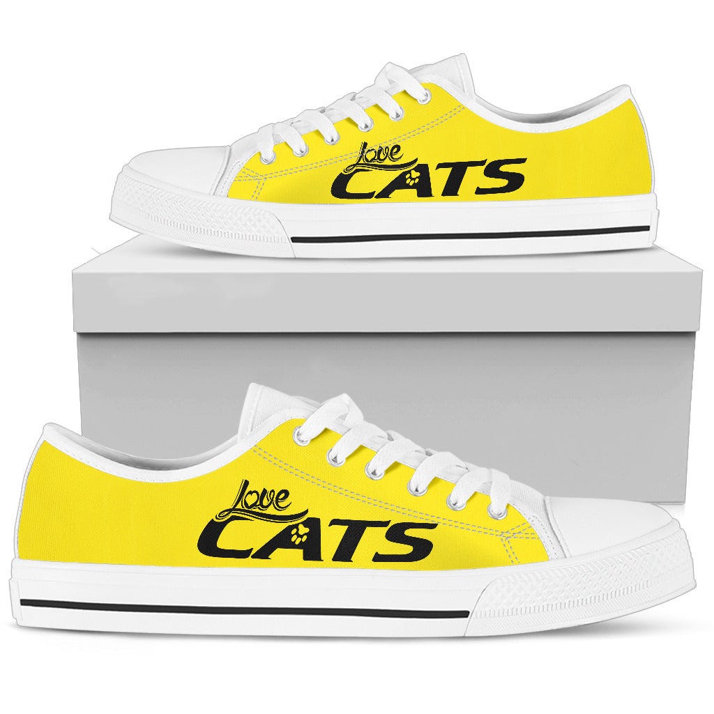 Love Cats Yellow Women’S Low Top Shoes 2024 Style Design By Facetotes