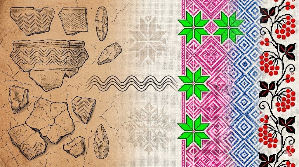 The Heredity Code: From Neolithic Pottery to Ukrainian Textile Ornament