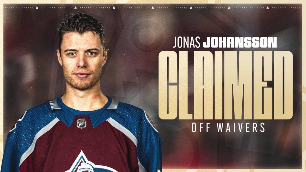 Los coyotes reclaman al portero Jonas Johansson fuera de las exenciones