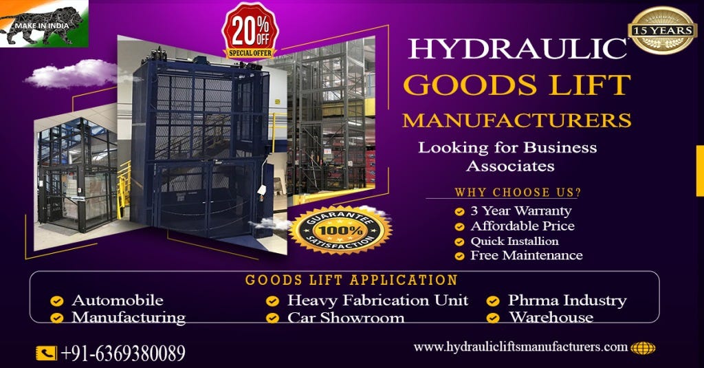 Hydraulic Goods Lift Chennai Bangalore Hyderabad Andhra Mysore