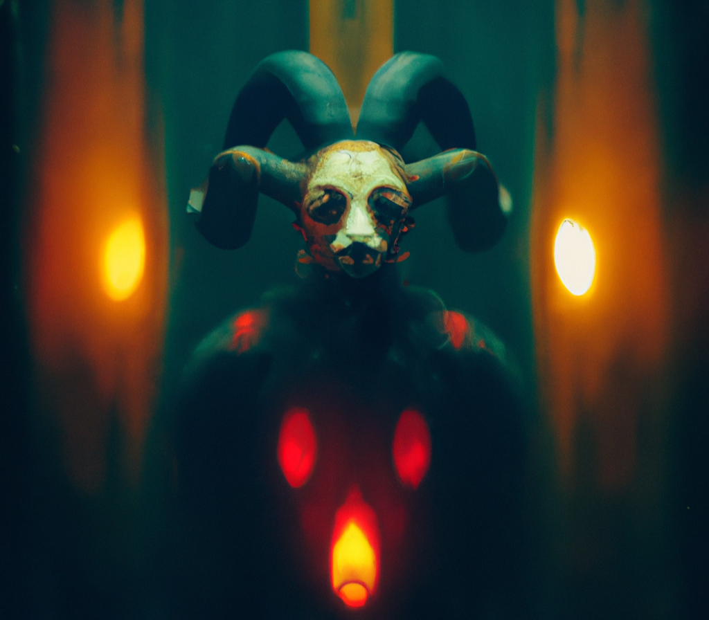 Ominous Hell Demon with Scary Face and Empty Black Eyes 3D Art