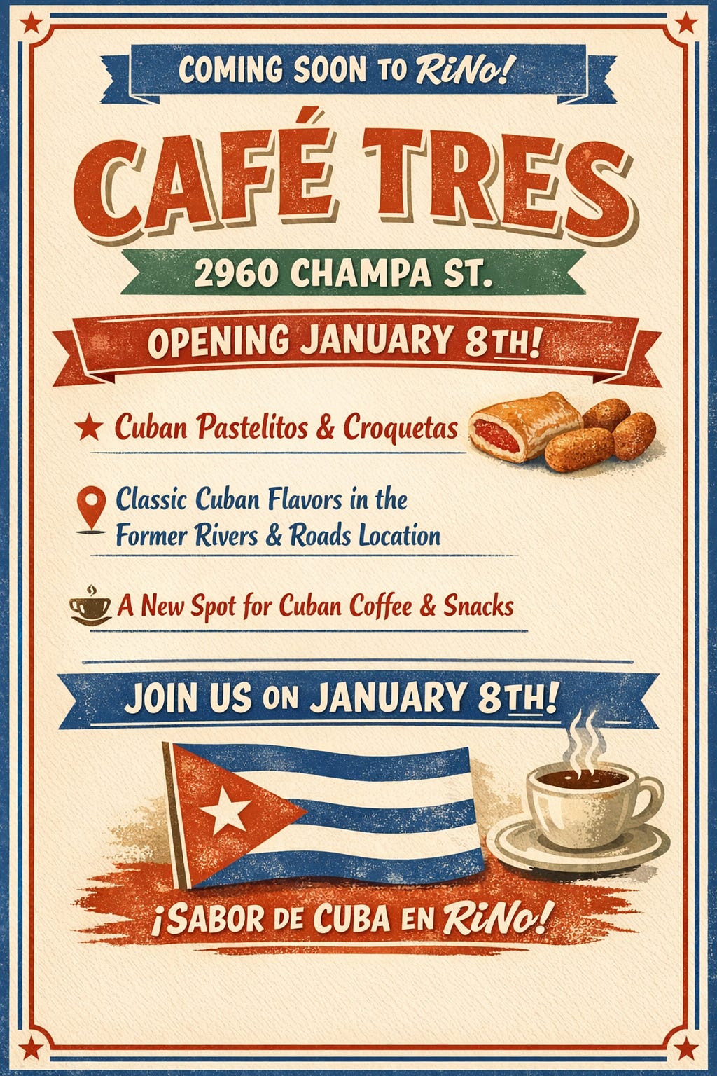 Café Tres Brings Cuban Classics to Champa Street on January 8