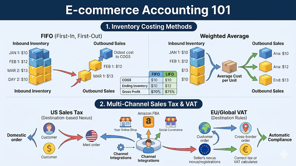 E-commerce Accounting, Inventory Costing & Multi-Channel Sales Tax (VAT)