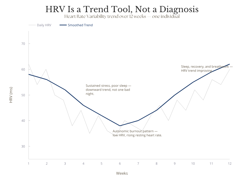 If you’re generally healthy and simply curious, wear one device, check it as a weekly trend rather than a daily verdict. Source: author.