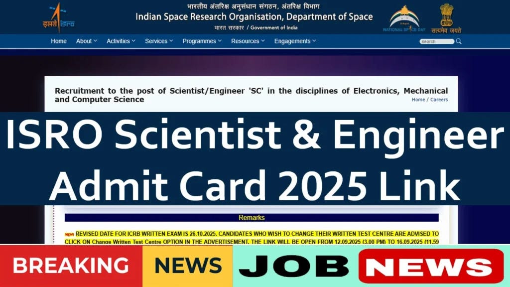 ISRO Scientist & Engineer Admit Card 2025 Link