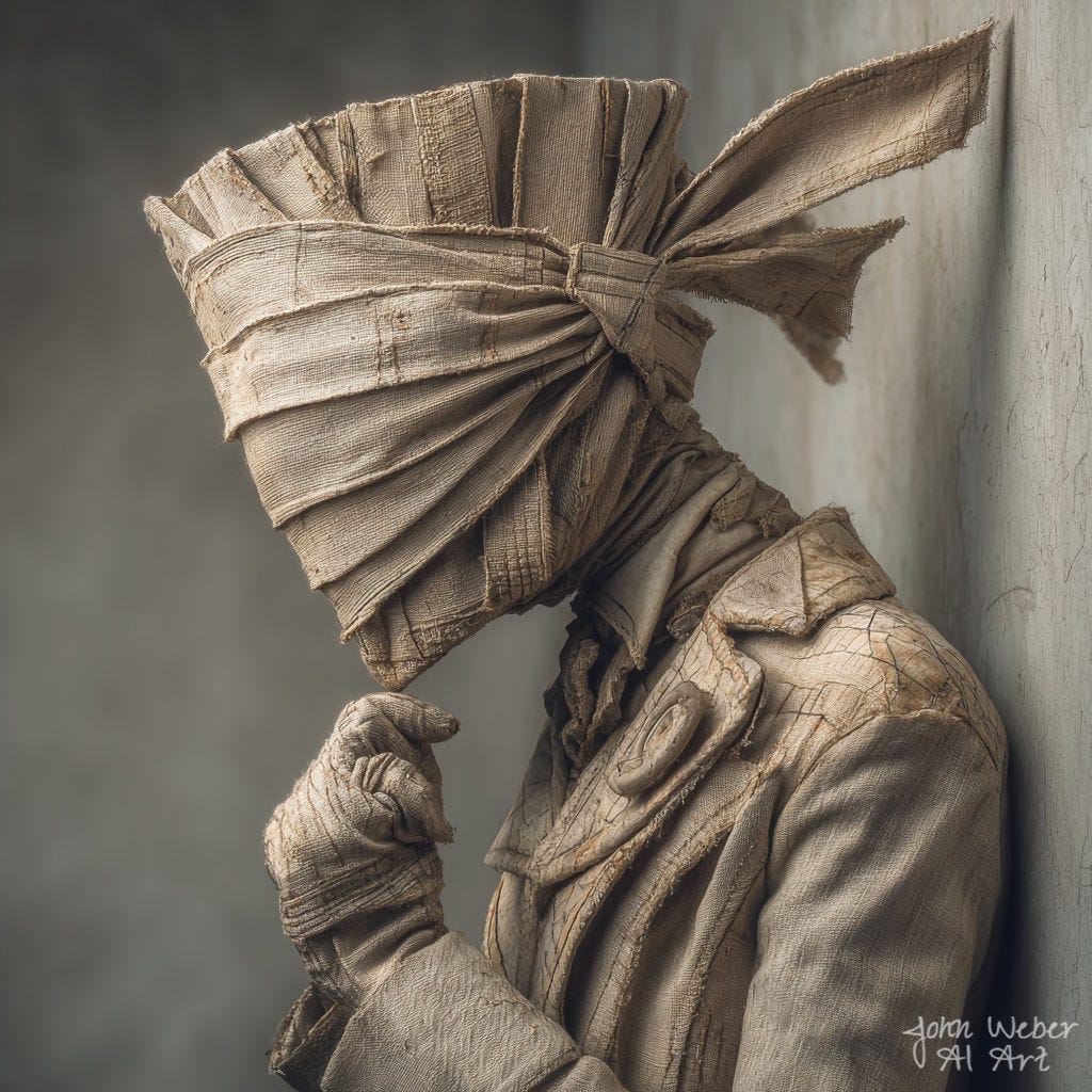 an image of a riddle wrapped inside a mystery — created and owned by John Weber AI Art