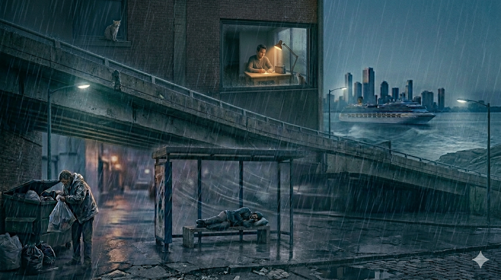 Pensive Solitude above the Streets