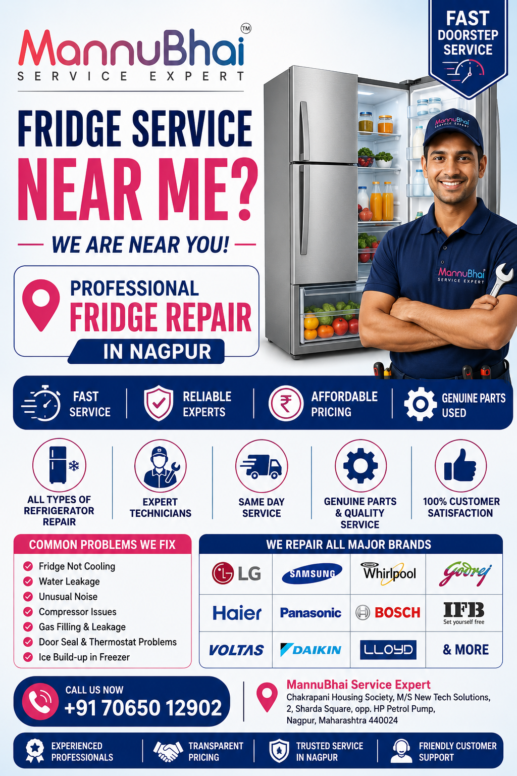 Fridge Service Near Me in Nagpur — Trusted Refrigerator Repair by MannuBhai Service Expert