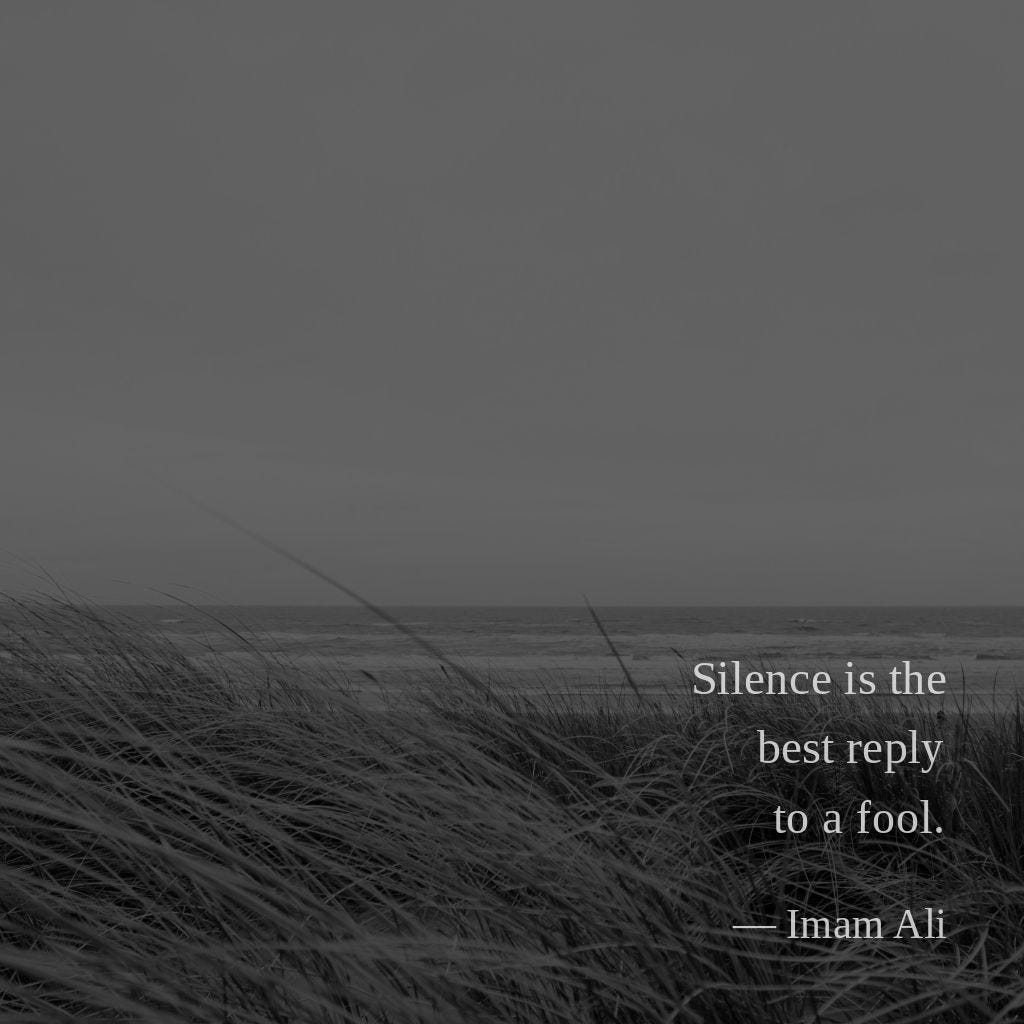 Silence is the best reply to a fool.” — Imam Ali | by Ankush ...