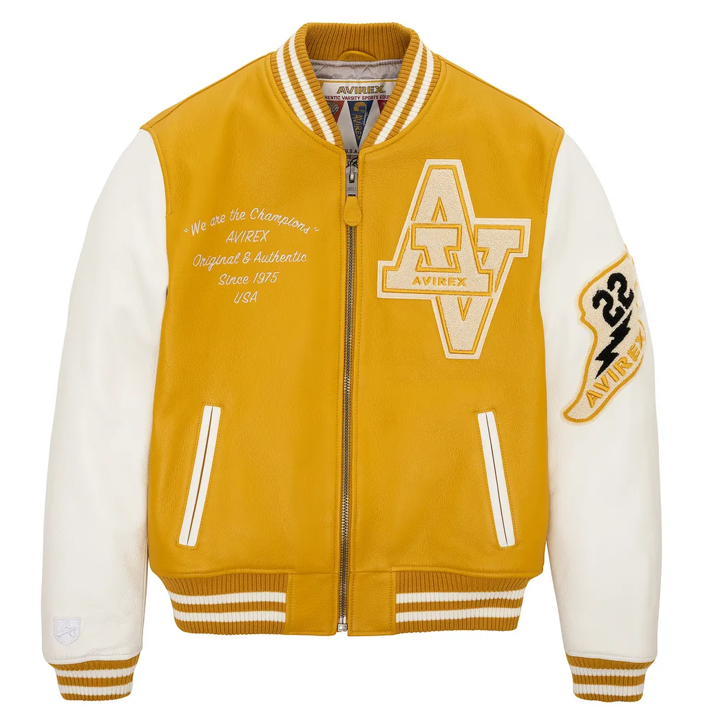Avirex Yellow Wildcat Varsity Leather Jacket