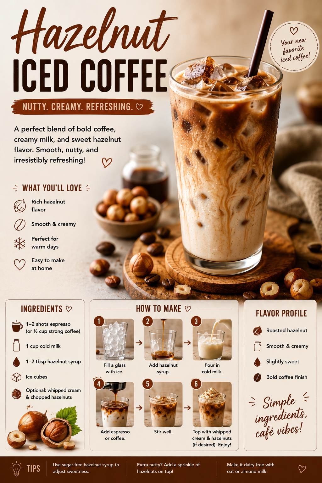 Hazelnut Iced Coffee ☕🌰🧊