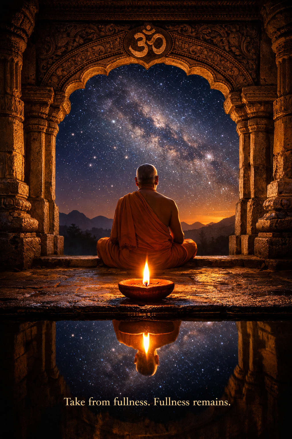 Brihadaranyaka Upanishad 5.1 — The Purnam mantra: the mathematics of the infinite. Subtract everything from everything — everything remains. This is not mysticism. This is the observable structure of consciousness itself.