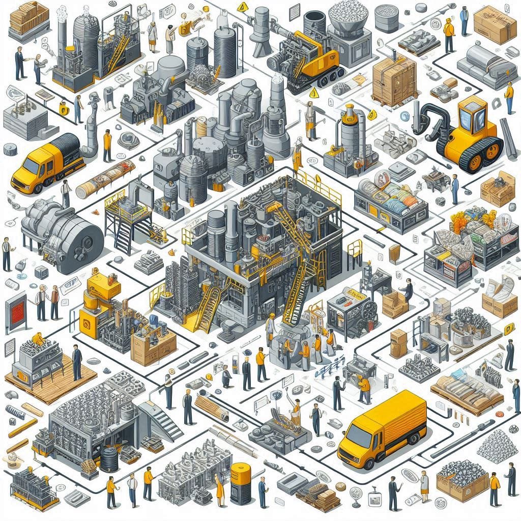 What is the process flow of the manufacturing industry?