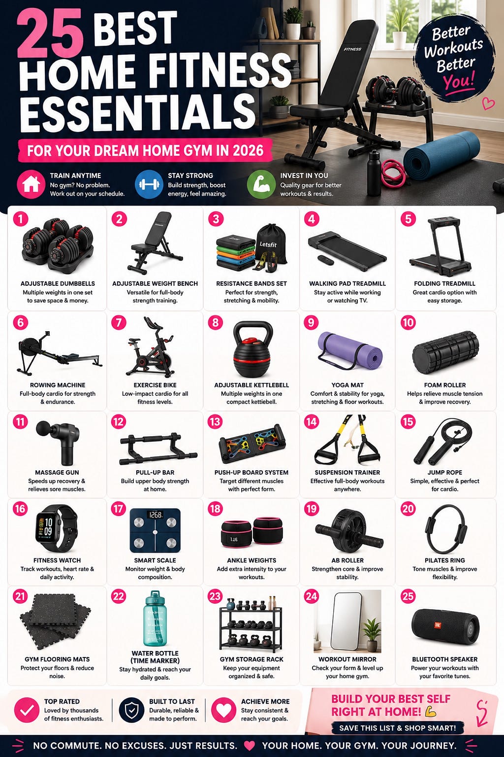 25 Best Home Fitness Essentials for Your Dream Home Gym in 2026 💪