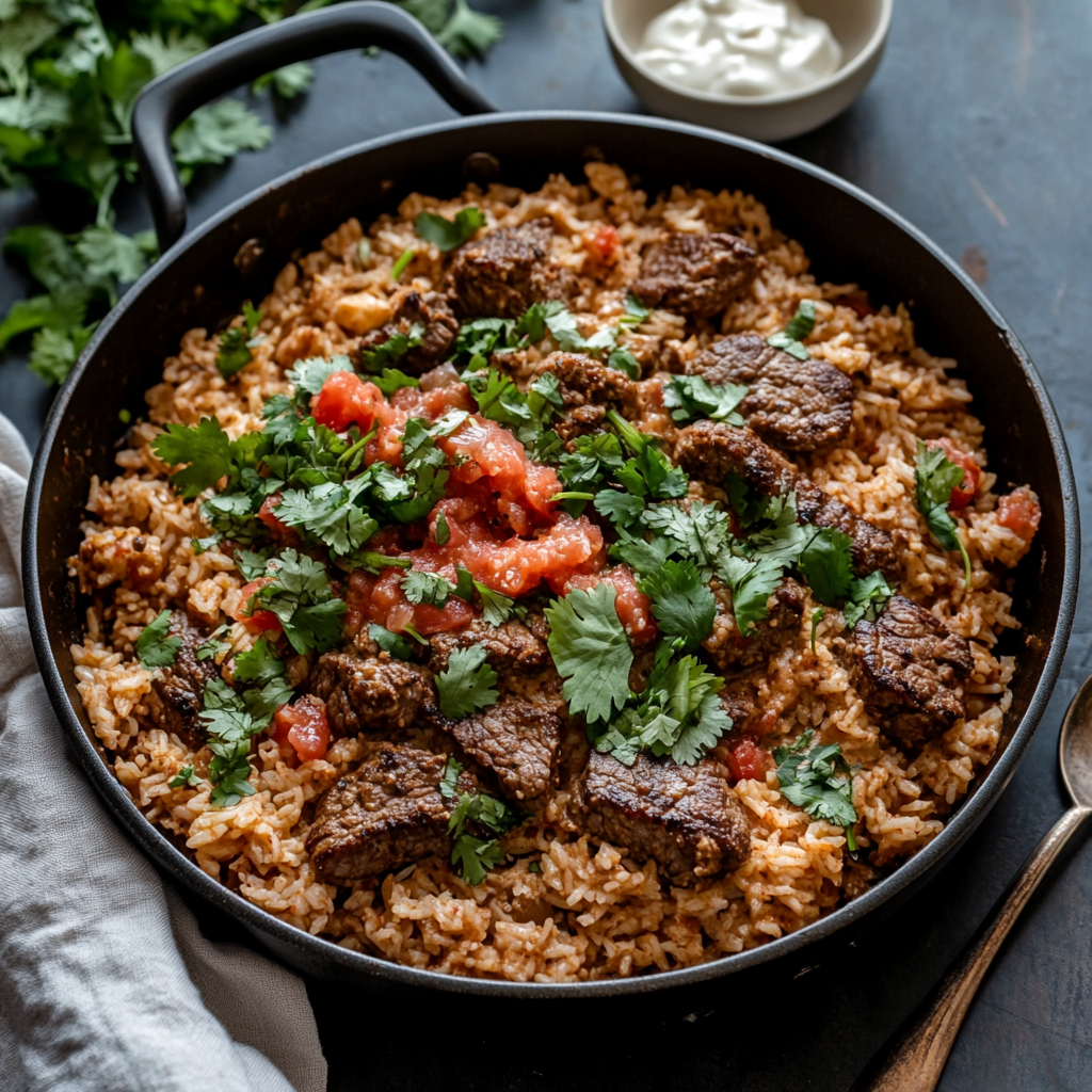 🧀 One Pan Queso Steak and Rice: A Cheesy Skillet You’ll Crave Again and Again