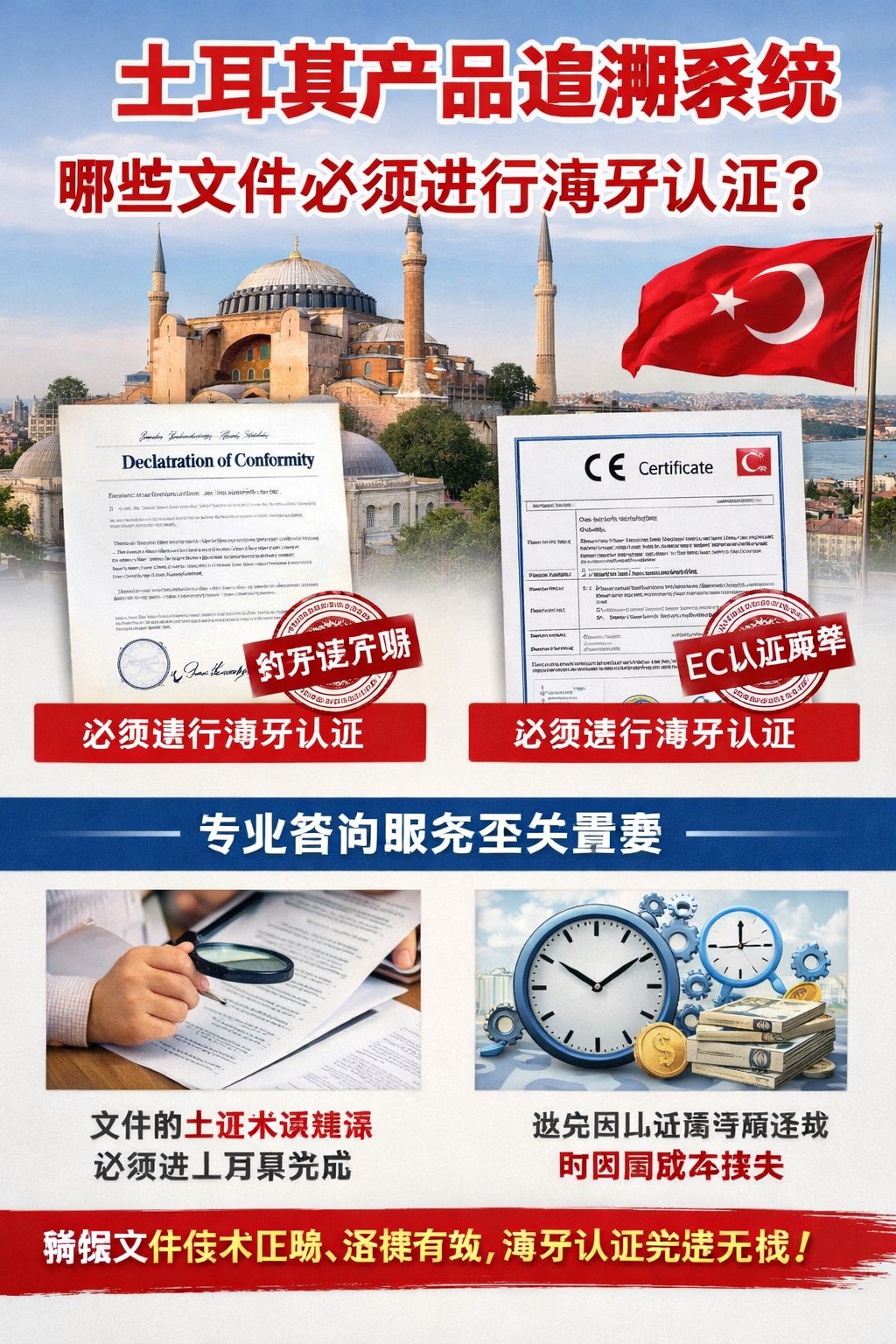 土耳其产品追溯系统（ÜTS）中哪些文件必须进行海牙认证（Apostille）？