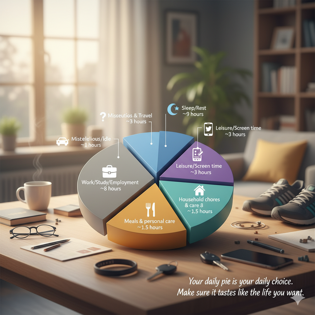 ⏰ How We Really Spend Our 24 Hours: A Daily Life Breakdown with Pie ...