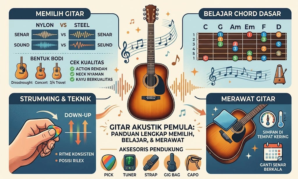 “✨ Mulai perjalanan musikmu dengan gitar akustik yang tepat! 🎶