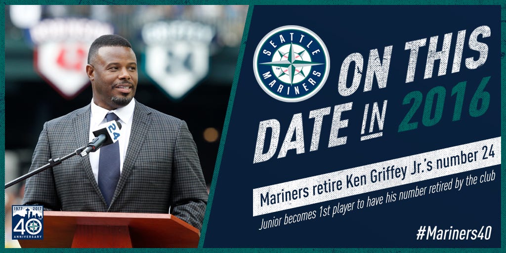 MLB Jersey Numbers on X: The #Mariners announce they will retire number 24  for OF Ken Griffey, Jr. throughout the organization on August 6.   / X