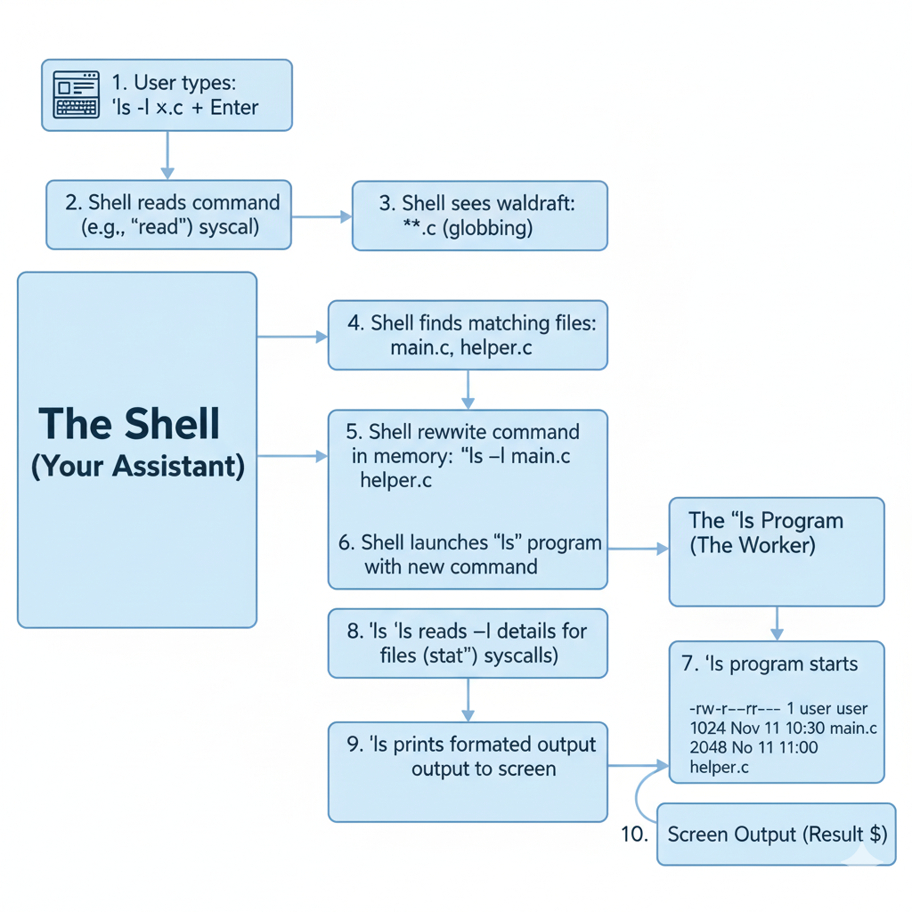 What Happens When You Type ls -l *.c in the Shell? | by Hussam MuniF ...