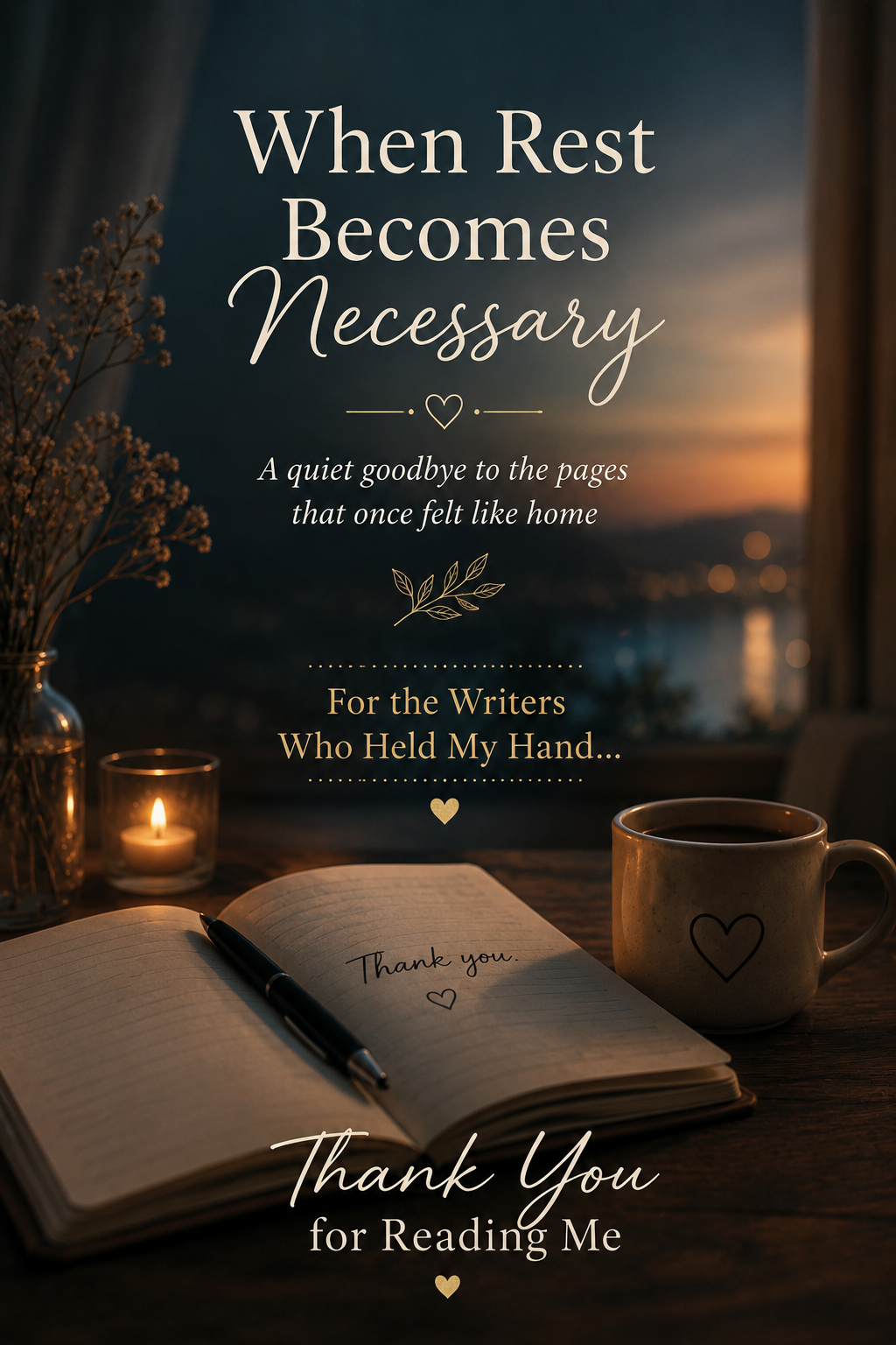 Image created with AI assistance and heartfelt gratitude for every writer who made this journey feel less lonely. 🤍