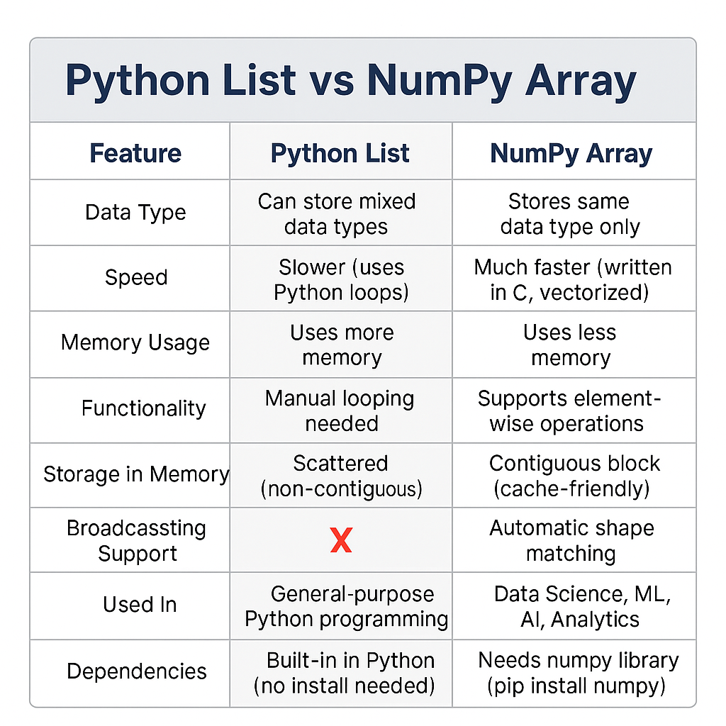“Battle of Data Structures: List vs NumPy Array” | by ASHOK KUMAR | Jul ...