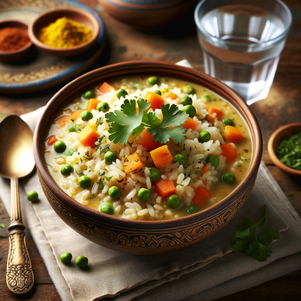 Classic Ayurvedic Kitchari Nourishing Mung Dal and Rice Bowl with