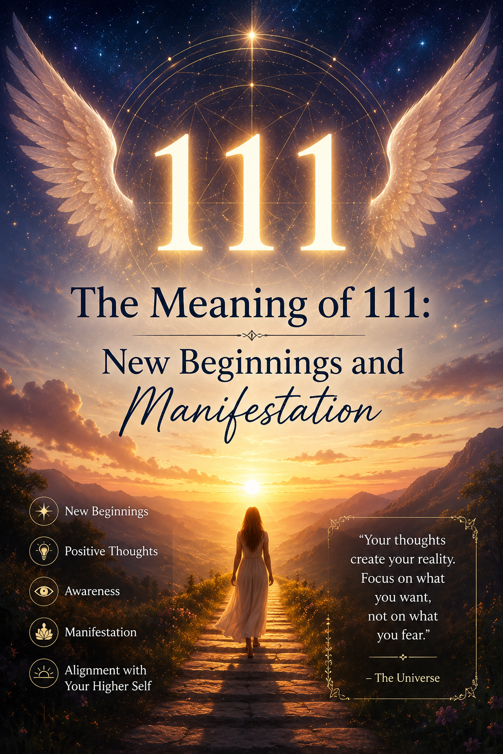 The meaning of 111: New beginnings and manifestation.
