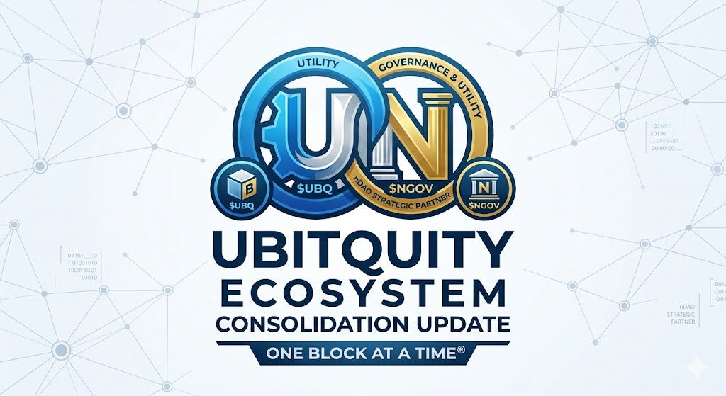 🌐 UBITQUITY Ecosystem Update: Consolidating Our Future with UBQ and NGOV