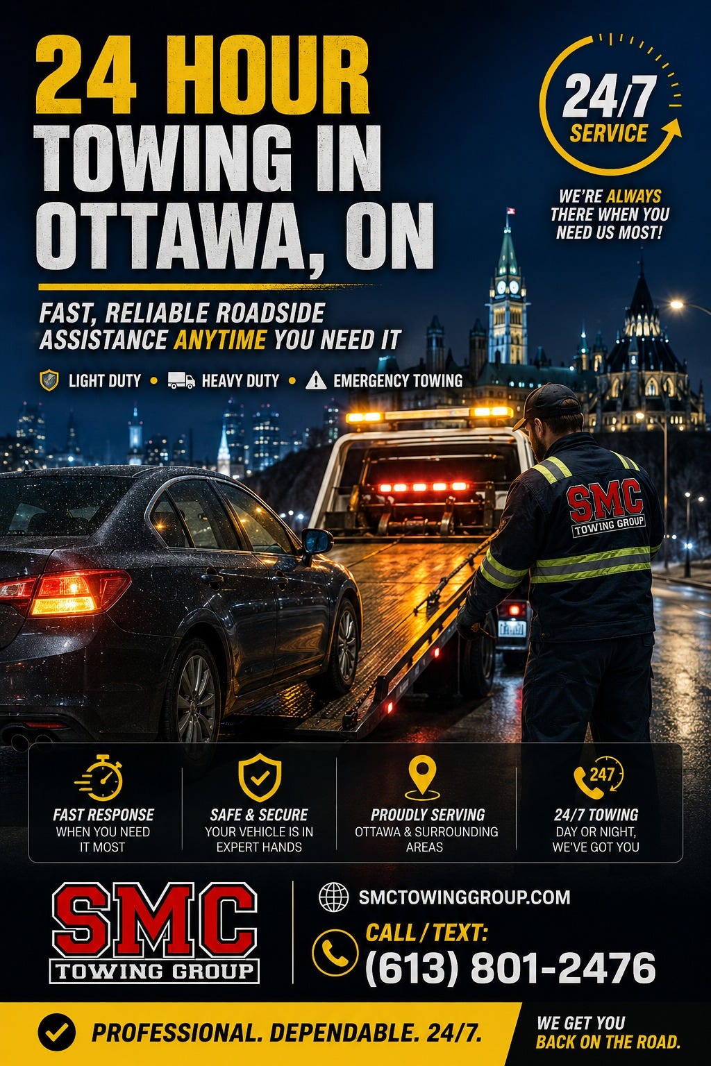 24 Hour Towing in Ottawa, ON | Round the Clock Roadside Assistance You Can Trust