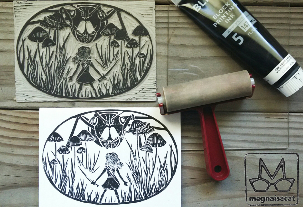 How to Make a Lino Print  Printing the Block with or without a