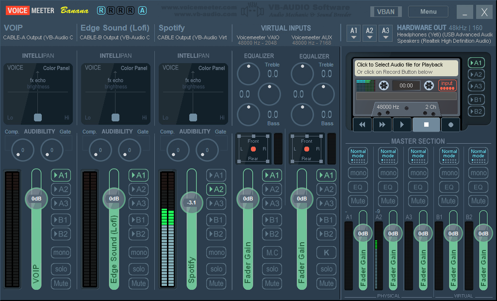Separate audio channels in OBS recordings using VBAUDIO cables and