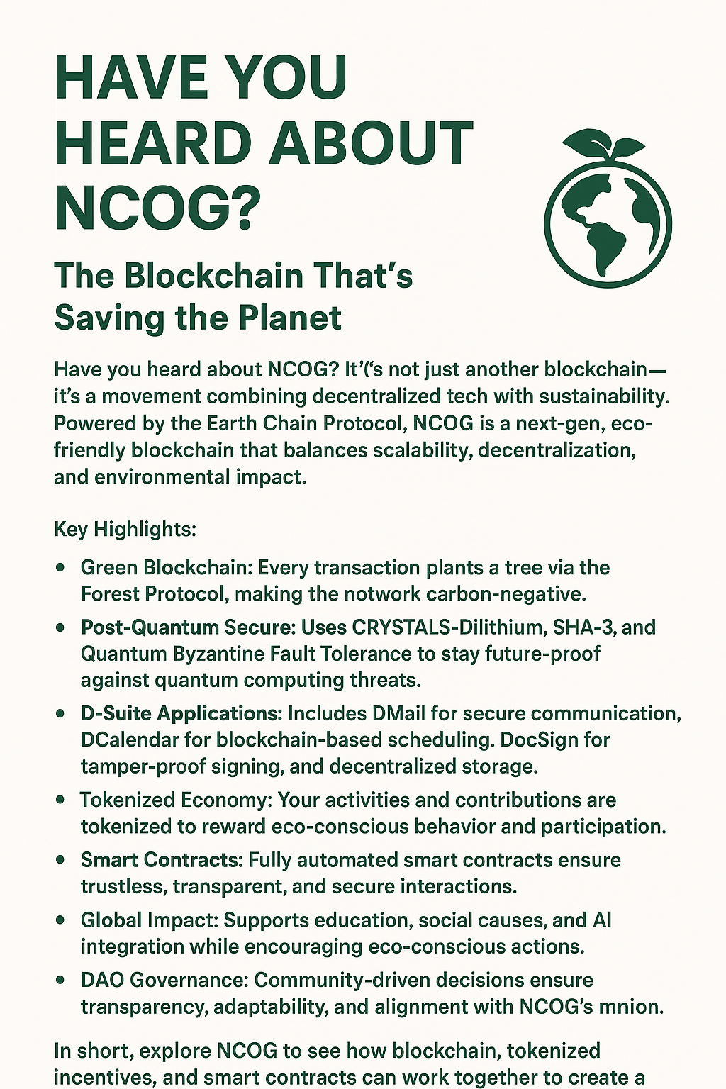 Have You Heard About NCOG? The Blockchain That’s Saving the Planet