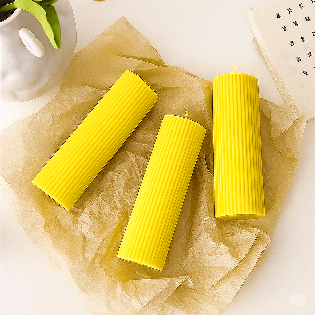 Luxury Yellow Spiral Pillar Scented Perfume Candle — The Perfect Christmas Candle for Festive Décor